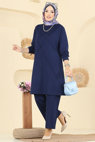 moda selvim Bisiklet Yaka Kristal Takım 2762AYD574 Laci - Thumbnail