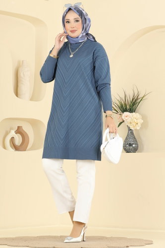 N.V.X. - Bisiklet Yaka Merserize Tunik 3192NVX1208 İndigo