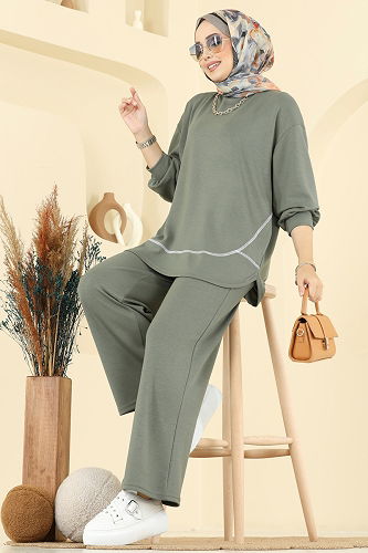 moda selvim Bisiklet Yaka Modal Takım 4527NFC1010 Çağla - Thumbnail