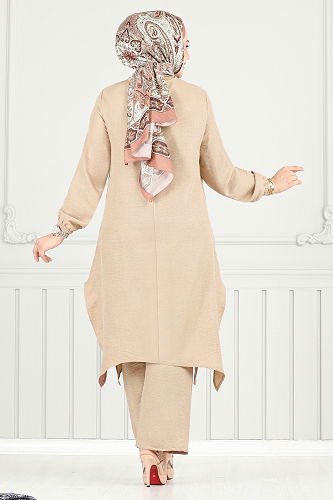 moda selvim Bisiklet Yakalı Tesettür Takım 386DVL897-M Koyu Vizyon - Thumbnail