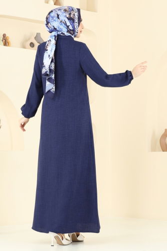 moda selvim Biye Detay Keten Ferace 831OZN1046 Laci - Thumbnail