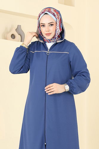 moda selvim Biye Detay Tesettür Takım 415DVL817 İndigo - Thumbnail