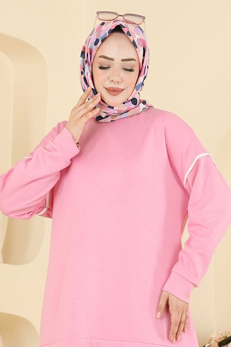 moda selvim Biye Detaylı Modal 2 li Takım 5672ZNNK1102 Pembe - Thumbnail
