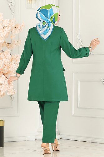 moda selvim Blazer Ceketli Dabıl Takım 5795AB368 Zümrüt - Thumbnail