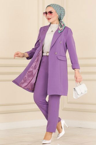 B.İ.S.S.K. - Blazer Ceketli Dabıl Takım 5851BSK463 Lila