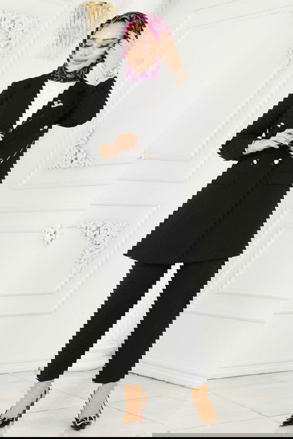 Modaselvim Kombin Blazer Ceketli İkili Takım 5994BSK463 Siyah