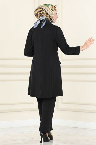 moda selvim Blazer Ceketli Kışlık Takım 2657SL432 Siyah - Thumbnail