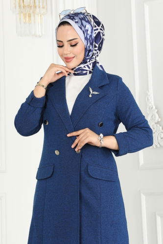 moda selvim Blazer Ceketli Kışlık Takım 2662SL432 Saks - Thumbnail