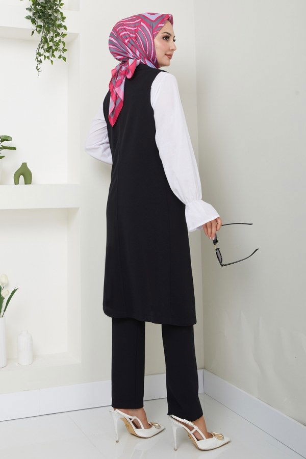 Blazer Vest Hijab Suit 3016KTR750 Black - 4