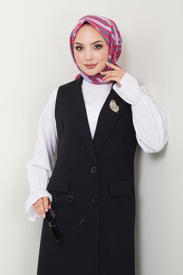 Blazer Vest Hijab Suit 3016KTR750 Black - 3