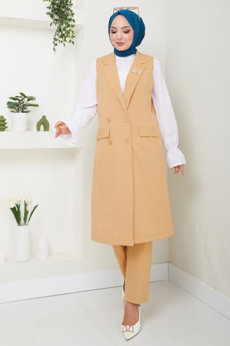 K.T.R. - Blazer Vest Hijab Suit 3016KTR750 Latte