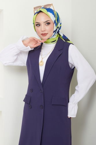 moda selvim Blazer Yelekli Tesettür Takım 3016KTR750 Laci - Thumbnail