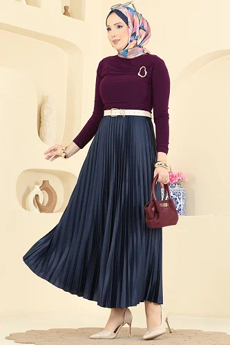 moda selvim Blouse 225BO429 Damson - Thumbnail