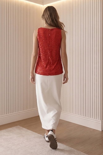 moda selvim بلوز احمر 46179JNT1202 - Thumbnail