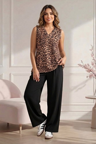 moda selvim Blouse 46197JNT1202 Pattern 1 Leopard - Thumbnail
