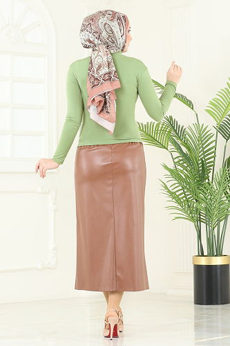 moda selvim Blouse 4725AYD574 Almond Green - Thumbnail