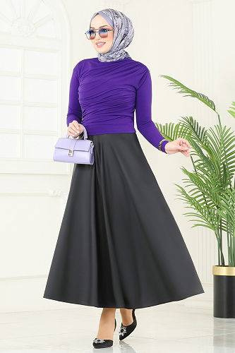 moda selvim بلوز أرجواني 4725AYD574 - Thumbnail