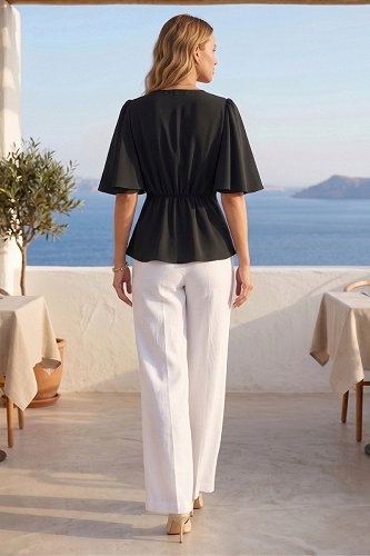 moda selvim Blouse 62274JNT1202 Black - Thumbnail