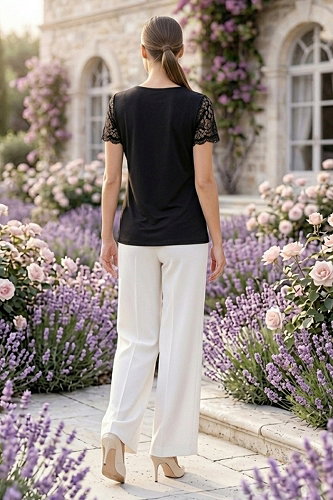 moda selvim Blouse 72423JNT1202 Black - Thumbnail