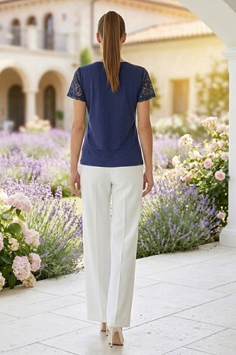 moda selvim Blouse 72423JNT1202 Navy Blue - Thumbnail