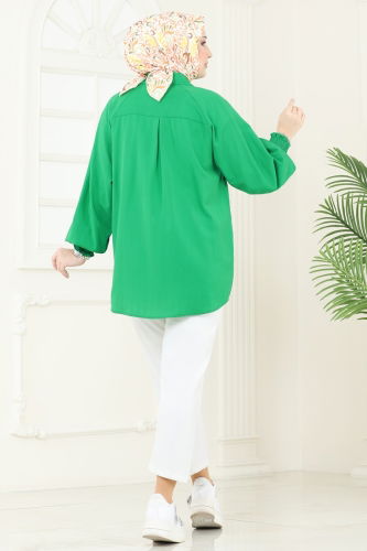 moda selvim Blouses and Shirts 010MR1078 Benetton Green - Thumbnail