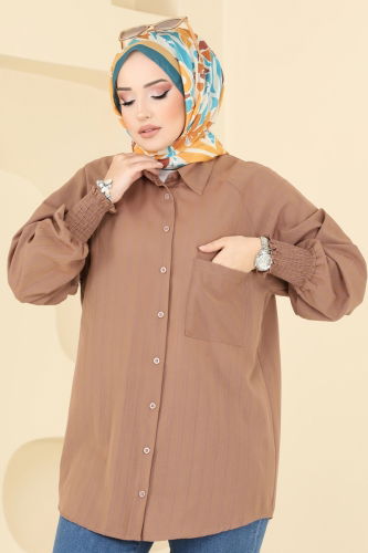 moda selvim Blouses and Shirts 010MR1078 Brown - Thumbnail