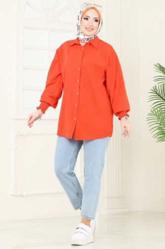 moda selvim Blouses and Shirts 010MR1078 Oranj - Thumbnail