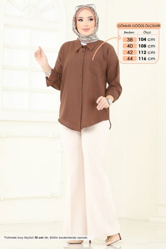 moda selvim Blouses and Shirts 0710OZT1013 Brown - Thumbnail