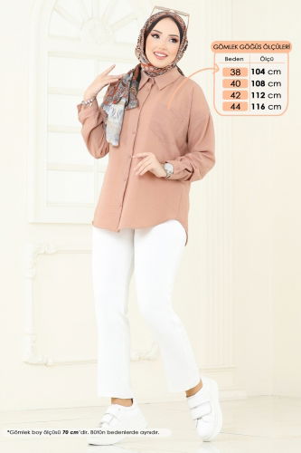 moda selvim Blouses and Shirts 0710OZT1013 Latte - Thumbnail
