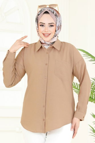 moda selvim البلوز والقمصان بيج 0710OZT1013 - Thumbnail