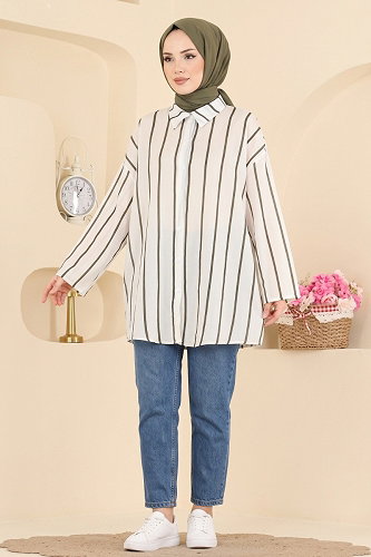 moda selvim Blouses and Shirts 182NZRK1200 Khaki - Thumbnail