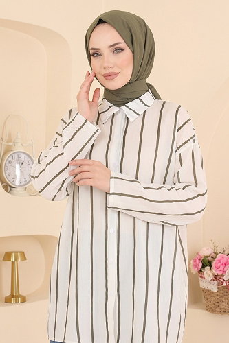 moda selvim Blouses and Shirts 182NZRK1200 Khaki - Thumbnail