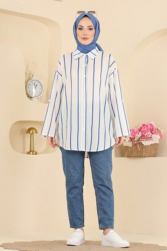 moda selvim Blouses and Shirts 182NZRK1200 Saxe - Thumbnail