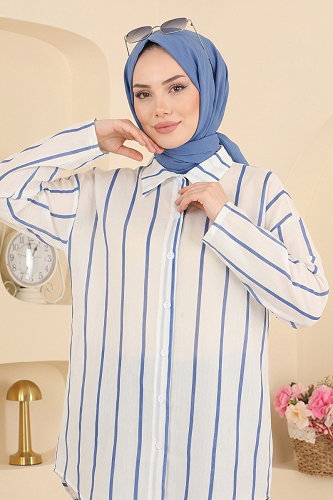 moda selvim Blouses and Shirts 182NZRK1200 Saxe - Thumbnail