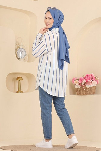 moda selvim Blouses and Shirts 182NZRK1200 Saxe - Thumbnail