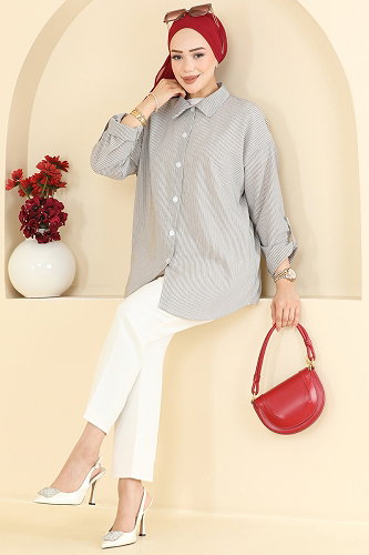 moda selvim Blouses and Shirts 190NZRK1200 Black - Thumbnail