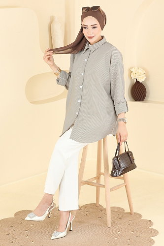 moda selvim Blouses and Shirts 190NZRK1200 Brown - Thumbnail