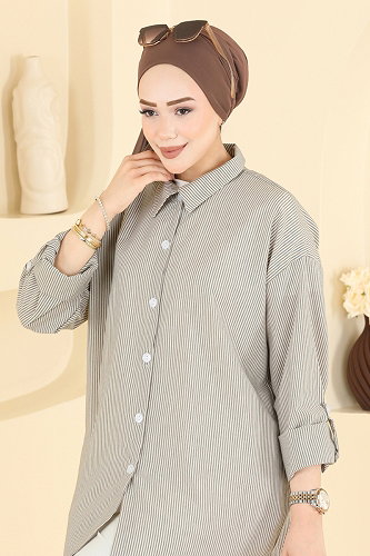 moda selvim Blouses and Shirts 190NZRK1200 Brown - Thumbnail