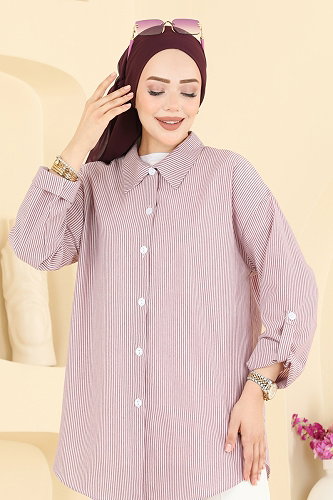 moda selvim Blouses and Shirts 190NZRK1200 Damson - Thumbnail