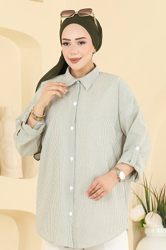 moda selvim Blouses and Shirts 190NZRK1200 Khaki - Thumbnail