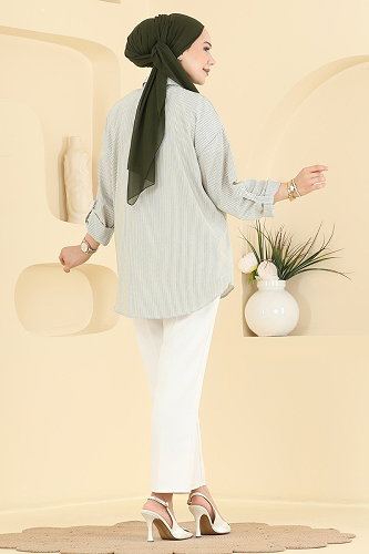 moda selvim Blouses and Shirts 190NZRK1200 Khaki - Thumbnail