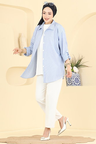 moda selvim Blouses and Shirts 190NZRK1200 Navy Blue - Thumbnail