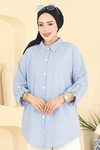 moda selvim Blouses and Shirts 190NZRK1200 Navy Blue - Thumbnail