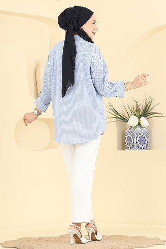 moda selvim Blouses and Shirts 190NZRK1200 Navy Blue - Thumbnail