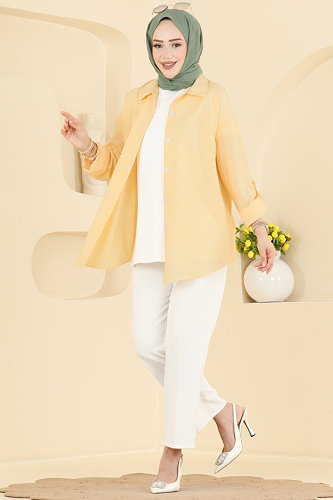 moda selvim Blouses and Shirts 190NZRK1200 Yellow - Thumbnail