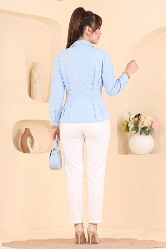 moda selvim البلوز والقمصان أزرق 2810AYD574 - Thumbnail