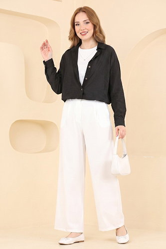 moda selvim Blouses and Shirts 2812AYD574 Black - Thumbnail