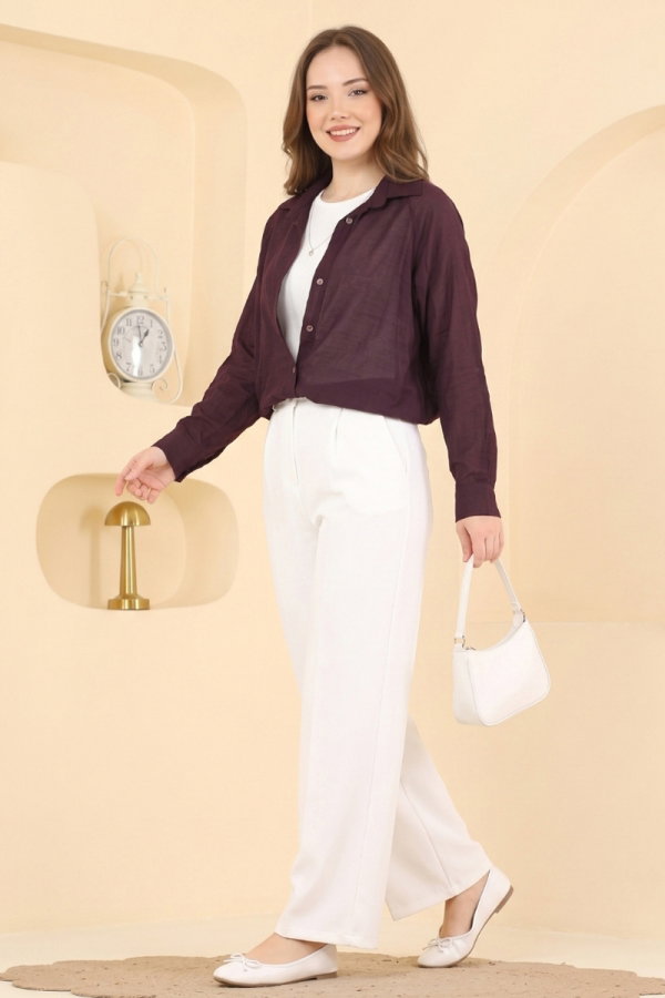 Modaselvim EVERYDAY STYLE Blouses and Shirts 2812AYD574 Damson