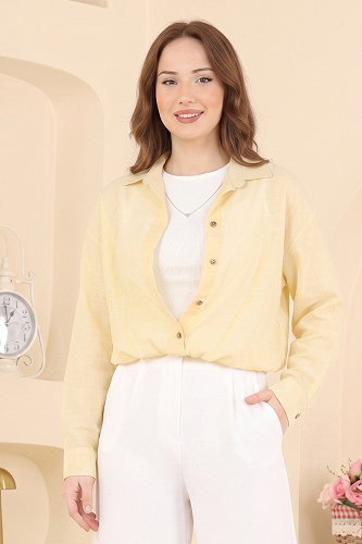 moda selvim Blouses and Shirts 2812AYD574 Yellow - Thumbnail