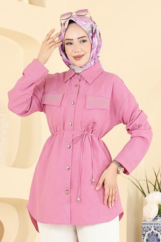 moda selvim Blouses and Shirts 2929SLK540 Pink - Thumbnail